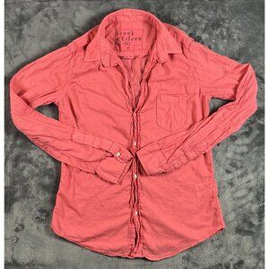 Frank & Eileen Shirt Womens XS Button Top Barry Pink Cotton Coastal USA Preppy